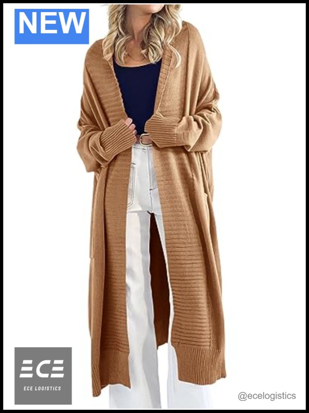 Oversized Chunky Knit Long Cardigan Sweater Coat with Pockets